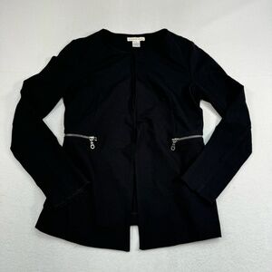 Peyton Jenson Open Front Blazer Jacket Womens Size XS Black